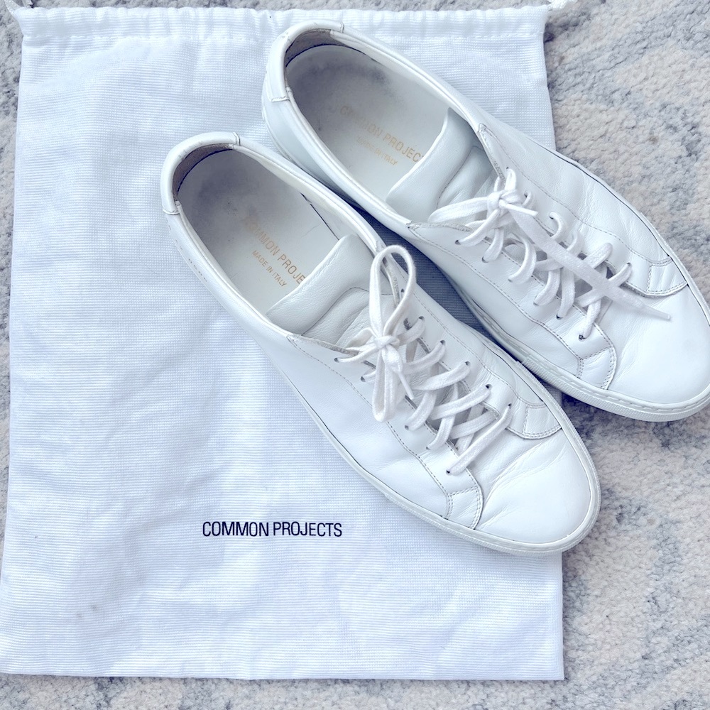 Common Project Men’s White Sneakers, Size 10